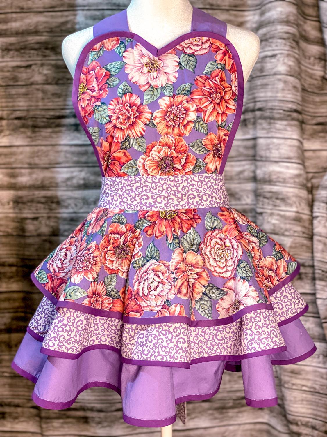 Floral Vintage Apron - Purple