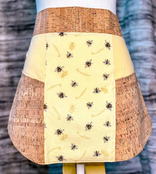 Bee Half Apron with Faux Cork